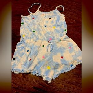 Flowers by Zoe Light Blue Tie Dye Romper w/ Stars